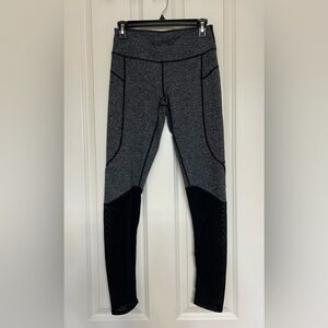 Zella Colorblock Grey and Black Mesh Leggings with Back Zip Pocket 28” Size S